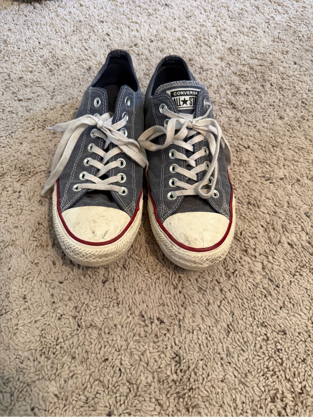 Converse Low Top Sneakers - Navy Blue with White and Red Accents